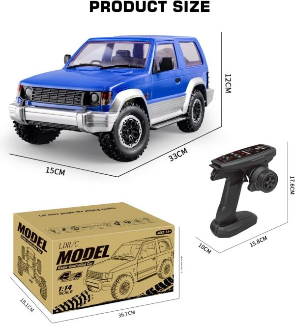 1/14 Scale RC Crawler, LDRC LD1297 RTR RC Truck 4x4 Off Road Vehicles 2.4GHz RC Rock Crawler Car with LED Lights, 280 Motor and Servo for Adults Hobby Toys (Blue) - Image 6