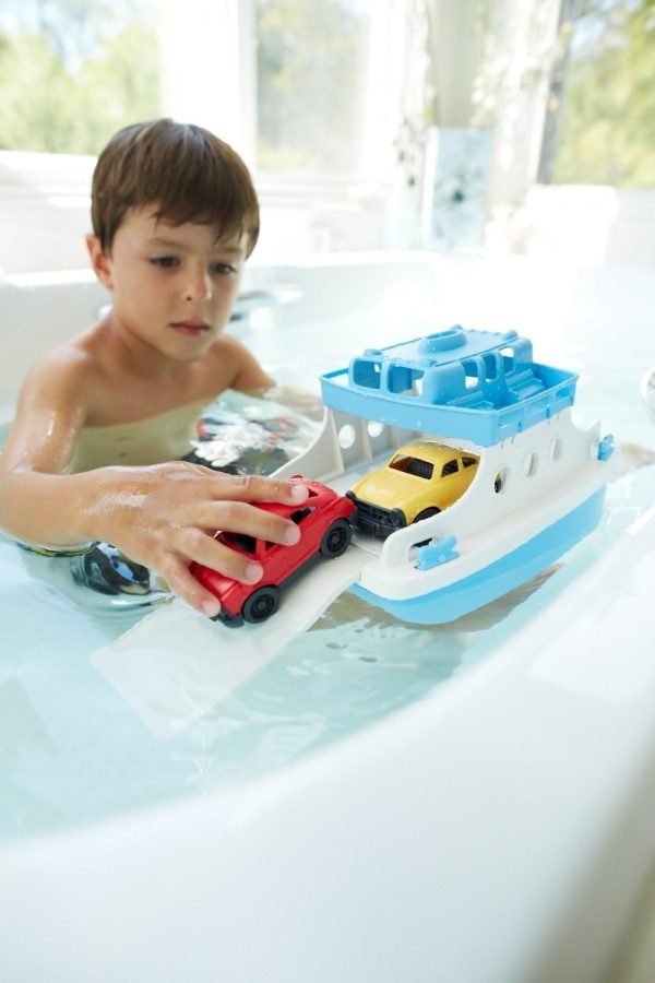 Green Toys Ferry Boat with Mini Cars Bathtub Toy, Blue/White, Standard - Image 4