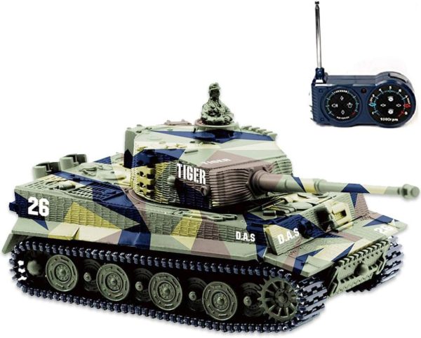 Remote Control Tank RC Tank - German Tiger I Panzer, Battery, Light, Sound, Rotating Turret and Recoil Action When Cannon Artillery Shoots, Mini 1:72 Scale, Assorted Color - Image 2