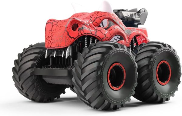 Threeking 1:18 Dinosaur RC Car Remote Control Cars Trucks Toy 4WD Off-Road Car Toys with Lights Spray Suitable for All Terrain Gifts Presents for Boys/Girls Ages 6+ Red - Image 8