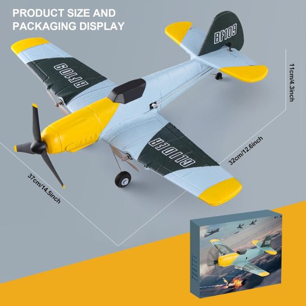 RC Plane 3 Channels Remote Control Airplane Toy, 2.4Ghz RC Planes with Gyro Stabilization System Glider Aircraft Plane and 2 Batteries, Easy RC Fighter Fly for Boys Kids and Beginners (yellow) - Image 6