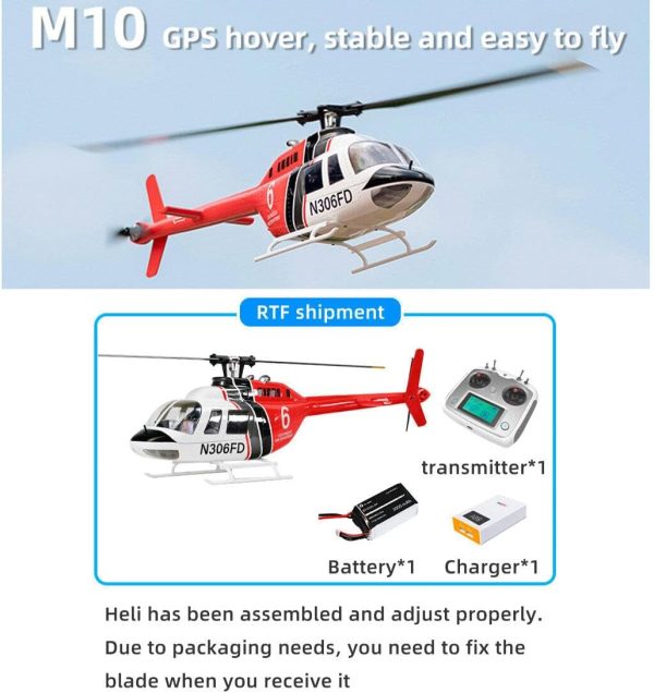 FLYWING Bell-206-V2 RC Helicopter for Adult，470-Class 2.4G RC 6CH Electric Airplane Simulation Aircraft with & 3D Stunt Mode & GPS Positioning, Flying Toys - RTF Version/Left Control - Image 5