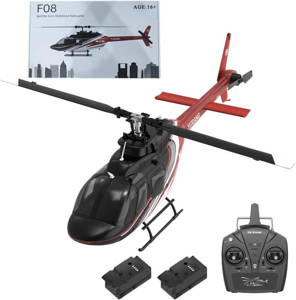 F08 Bell206 RC Helicopter for Adult, 1/27 Scale 6CH Brushless Direct-Drive Flybarless Helicopter Model with 6-Axis Gyro, 3D/6G RC Aircraft Model Toys (2 Batteries) - Image 2