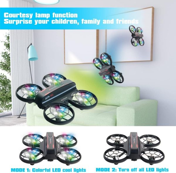 RC Drone with Altitude Hold and Headless Mode,Quadcopter with Blue&Green Light,Propeller Full Protect,2 Batteries and Remote Control,Easy to fly Kids Gifts Toys for Boys and Girls - Image 6