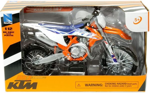 450 SX-F Dirt Bike Motorcycle Orange and White 1/12 Diecast Motorcycle Model by New Ray 58343 - Image 2