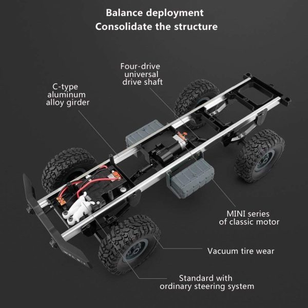 Gray 1/16 2.4G 4WD Off-Road RC Military Truck Rock Crawler Army Car (Model M35-A2) - Image 7