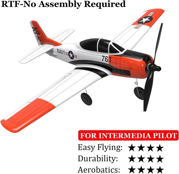 VOLANTEXRC RC Plane for Beginners, 4CH WWII RC Airplane T28 Trojan with Aileron, 2.4Ghz Remote Control Plane with Xpilot Self Righting&One Key Aerobatic for Adults (761-9 RTF) - Image 7