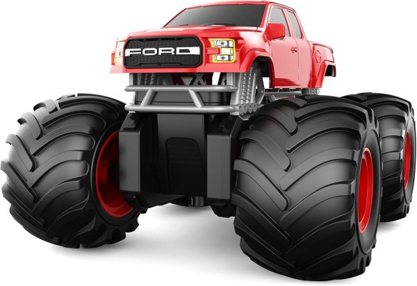 DOUBLE E Ford Amphibious RC Monster Trucks Waterproof Remote Control Car 4WD All Terrain Car for Kids 4-12,2.4Ghz RC Cars Pool Toys Gifts for Kids, Red - Image 2