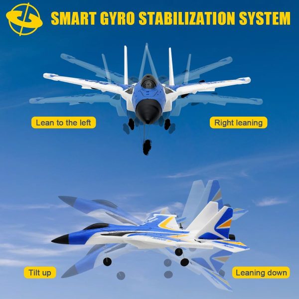 Fistone RC Plane, Remote Control Airplanes, 2.4 Ghz RC Glider with Dual-Motor and LED Lights, F-22 Raptor Fighter Jet with Smart Gyroscope System, Easy to Fly RC Fighter for Beginner Kids Adults - Image 3