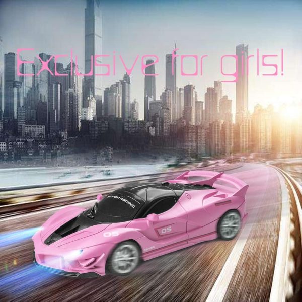 Remote Control Car, Pink RC Cars for Girls, Rechargeable RC Racing, 2.4Ghz Electric Power On Road High Speed Drift Model Vehicle Toy with Led Headlight, Birthday for Kids Age 3+ - Image 5