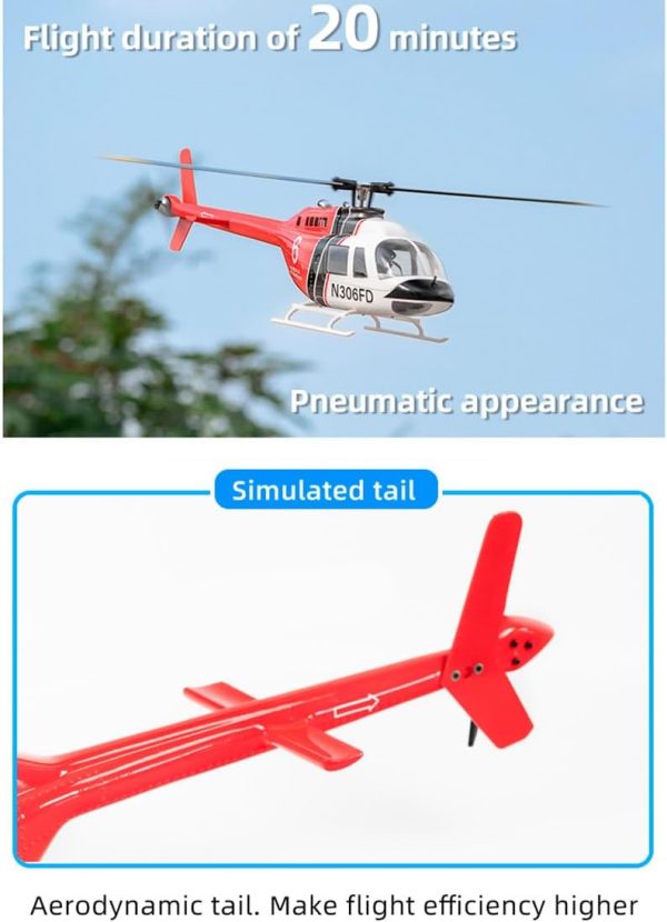 RC Helicopter with GPS, Bell-206-V3 470-Class RC Aircraft, 2.4G 6CH 700-level FBL Rotor Military Helicopter with Four Flight Modes, Gift for Adults (RTF Version/Right Handed Control) - Image 7