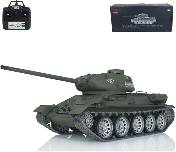 Heng Long Infrared Combat RC Tank 1/16 7.0 Soviet T34-85 Tank 3909 Model Smoking Unit 360°Rotating Turret Metal Wheels Barrel Recoil BB Shooting Airsoft Tank That Shoot - Image 2