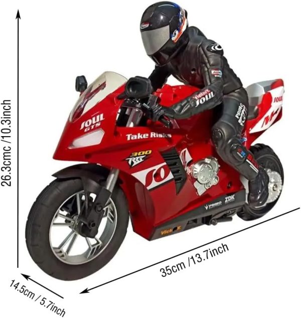 1/6 RC Stunt HC-208 Motorcycle Model 2.4GHz Alloy Racing for Adult Radio Controlled Car (Red-HC-208) - Image 7