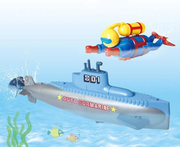 Wind up Submarine Bath Toy, Funny Pigboat Water Toy SUB Bathtub Toy Clockwork Submarine Tub Toy Submarine Pool Beach Toy, Windup Submarine Bath Toy Clockwork Pigboat Floating Toy - Image 4