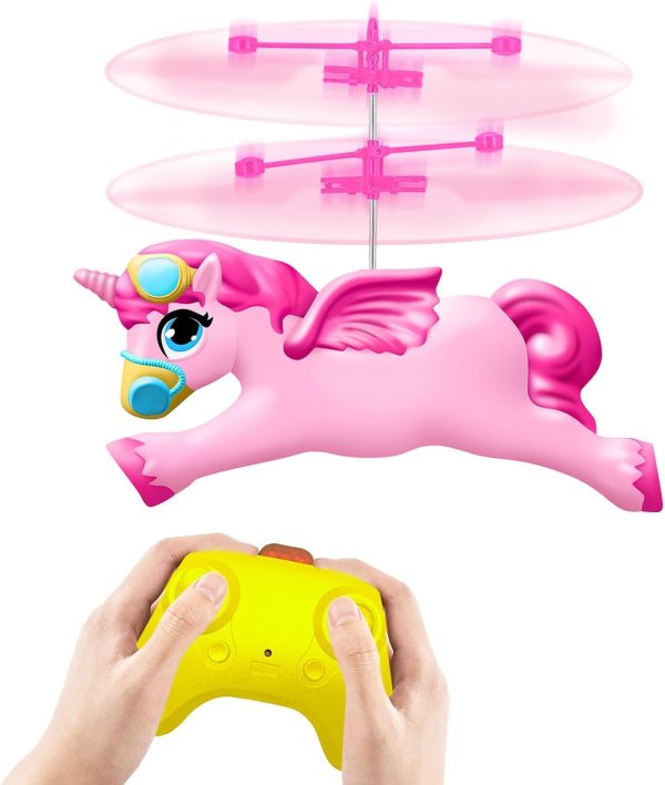 Unicorn Remote Control Helicopter, Flying Unicorn Toys for Girls Age 6-8 9-14 Years and Up, Rechargeable 2 Channel Rc Helicopter Mini Drone Flying Toy with LED Lights for Kids Indoors Birthday Gift - Image 2