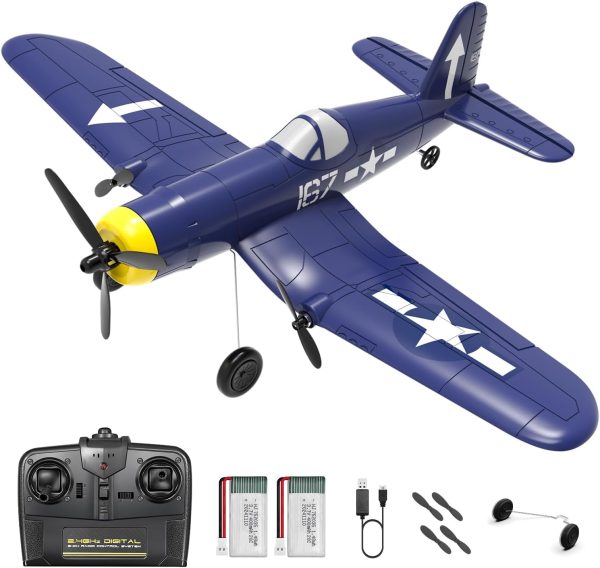 HAWK'S WORK 3 Channel RC Plane F4U Corsair, Remote Control Warbird Ready to Fly, 2.4GHz 6-axis Gyro Stabilizer, Easy to Fly for Kids & Beginners - Image 2