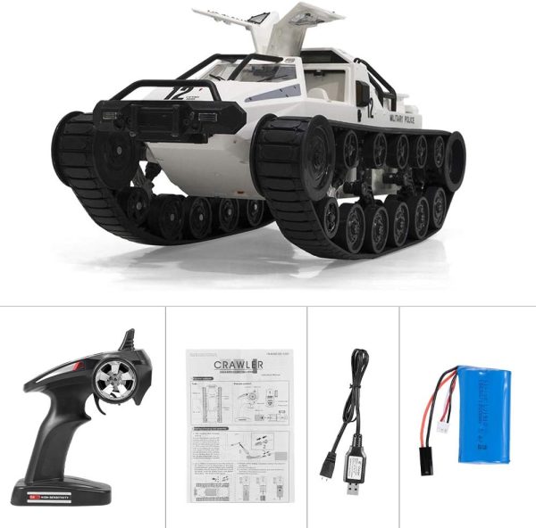 GoolRC RC Tank Car, 1/12 Scale 2.4GHz Remote Control Rechargeable Tank for Kids, 360° Rotating Vehicle Gifts for Boys Girls Teens (White) - Image 10