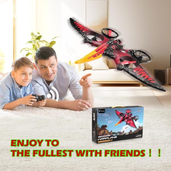 Dragon Remote Control Airplane,RC Plane Dinosaur 2.4G 6-Axis Gyro EPP Foam RC Aircraft One Key Take Off 360 Rotation Easy to Fly RC Glider Flying Toys for Kids & Beginners (Red) - Image 8