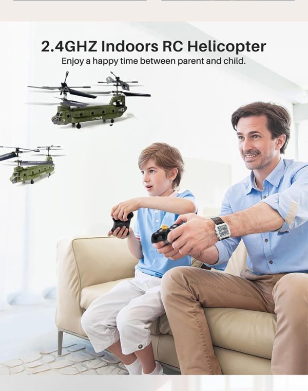 Remote Control Helicopter, S026H Military Transport RC Helicopter with Altitude Hold, One Key take Off/Landing, LED Light, Low Battery Reminder, Army Helicopter Aircraft Toys - Image 4