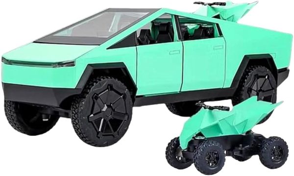 EROCK 1:24 Pickup Truck Off-Road Alloy car Model Toys,with Small Motorbike Toy, Sound and Light Function, Adults and Children are Suitable for Toy Gifts,Collectibles, Decorations. (1:24 Pickup Green) - Image 3