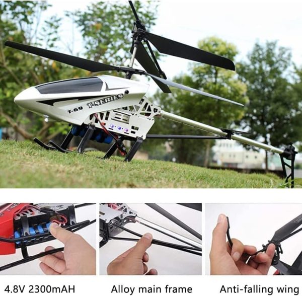 75cm Super Large 2.4G Remote Control Aircraft Anti-Fall Rc Helicopter Drone Model Outdoor Alloy RC Aircraft Easy to Learn Good Operation for Adult Kids Toy Xmas Gift(2 Batteries) - Image 5