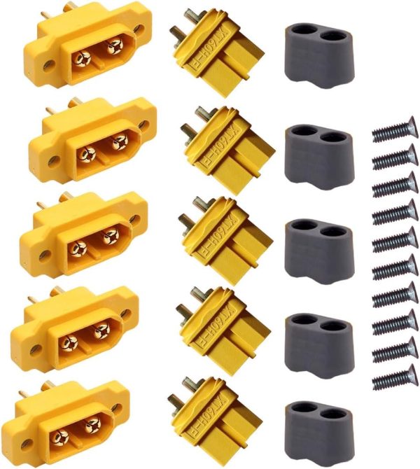 10Pcs XT60 Panel Mount Connectors XT60E-M Plug with Mounting Screws for 3D Printers RC Drones E-Bike Controller Box - Image 2