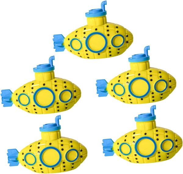 5 Pieces Mini Submarine Fish Tank Ornament 2x1.3inch for Aquarium Landscape Lightweight PVC Material Kids Toy, Yellow - Image 8