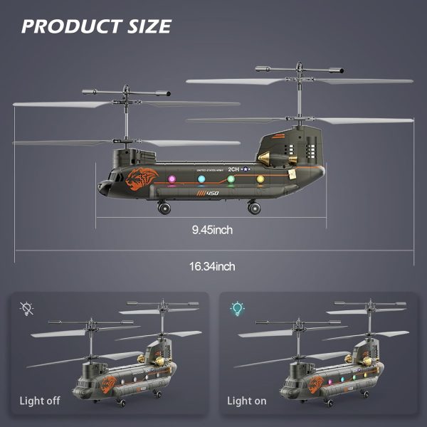 Helicopter, Remote Control Helicopter, RC Helicopter Military with 20 Mins Flight (2 Bat), 2.4GHz Helicopter Toy with Gyro & LED Light, Altitude Hold, RC Helicopters for Kids Adults(Green) - Image 9