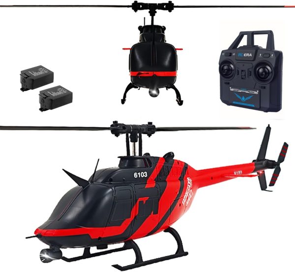 SOWOFA Remote Controlled Helicopter C138 Custom Color RC Helicopter Single Wing Without aileron 6CH 6-axis Gyroscope Height Hovering Adult Beginner 2 Batteries (Black) - Image 2