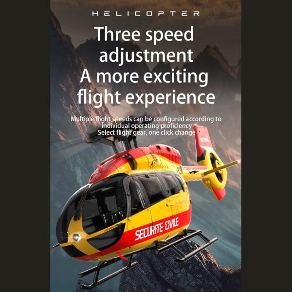 C190 Remote Control Helicopter for Adults, 1:30 Scale H145 RC Helicopter 2.4G 6CH Single Propeller Aileron Free, Optical Flow Positioning, Six-axis Gyroscope Stabilization (Red Yellow(2 Batteries)) - Image 5