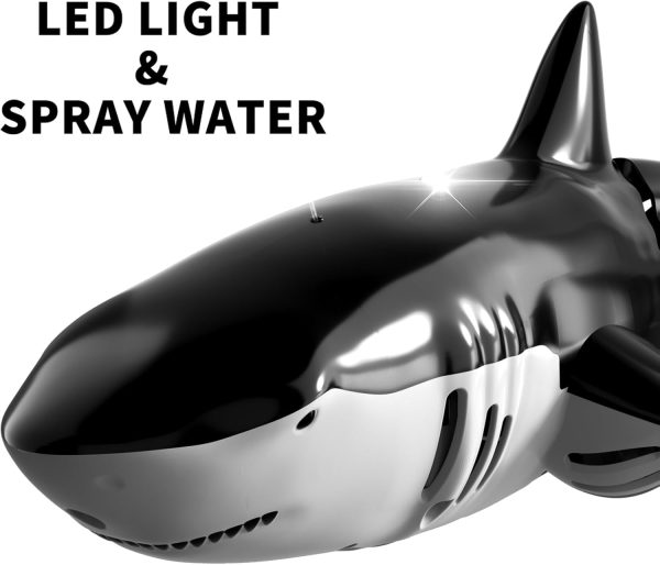 Bennol 2.4Ghz Remote Control Shark Toys for Boys Kids, 1:18 Scale High Simulation Shark for Pool, Electric RC Shark Fish Toys with Light & Spray Water Function for 4 5 6 7 8 9 Year olds Kid Boys Girls - Image 4