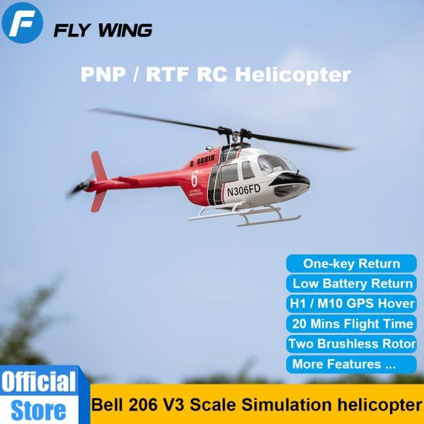 F FLYWING Bell 206 RC Helicopter V3 6CH GPS Altitude Hold Two Rotor 1:16 RC Scale Helicopter PNP RTF with H1 Flight Control System Bell 206 v3 Helicopter - Image 3