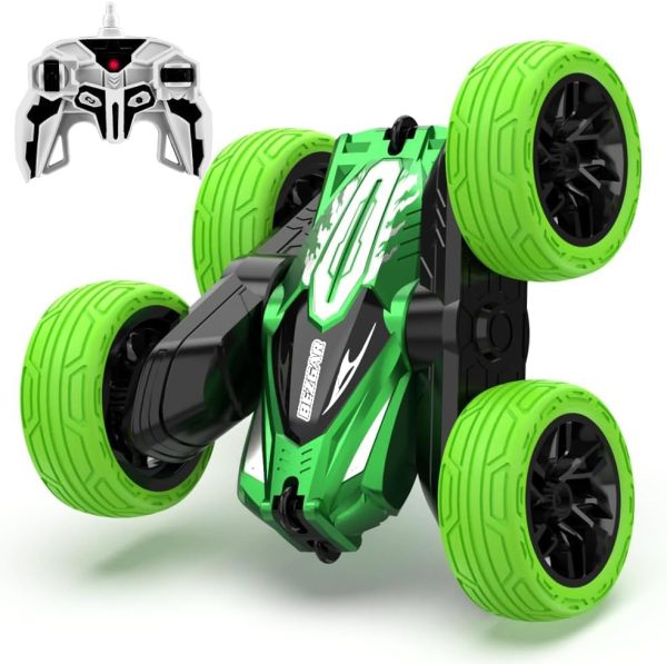 BEZGAR Remote Control Car - Upgraded Dual-Motor RC Cars for Kids with USB Direct Charging Port, 2.4GHz All Terrain Double-Sided Driving 360° Flips Rotating Stunt Car, Boy Toys Christmas Birthday Gifts - Image 2