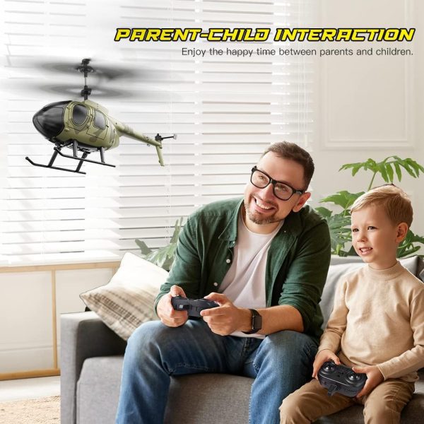 VATOS Remote Control Helicopter for Kids, Camouflage RC Helicopter, 2.4GHz Radio Controlled Helicopter with Gyro 3 Channel Indoor Toy, One-Key Take-Off, Gift for Boys Adults - Image 5