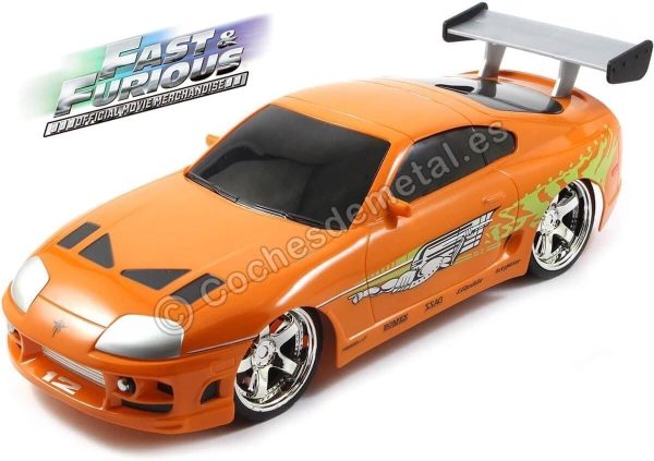 Jada Toys Fast & Furious RC 1995 Toyota Supra Vehicle (1/16 Scale), Orange - Image 4