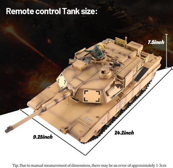 Heng Long 1/16 Scale Rc Tanks,2.4GHz US M1A2 Abrams Army Tank Model, 360° Turret Barrel Recoil BB Shooting,with Sound and Light,3819 Remote Control Military Tank,Toys for ages 14 and up - Image 8