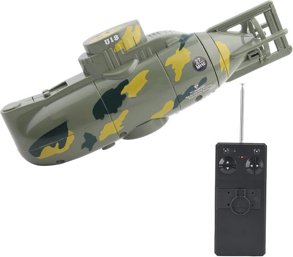 Naroote Mini RC Submarine Toy, Remote Control Submarine, Mini Simulation Military Remote Control 6 Channel Submarine Toy Model (Green) - Image 10