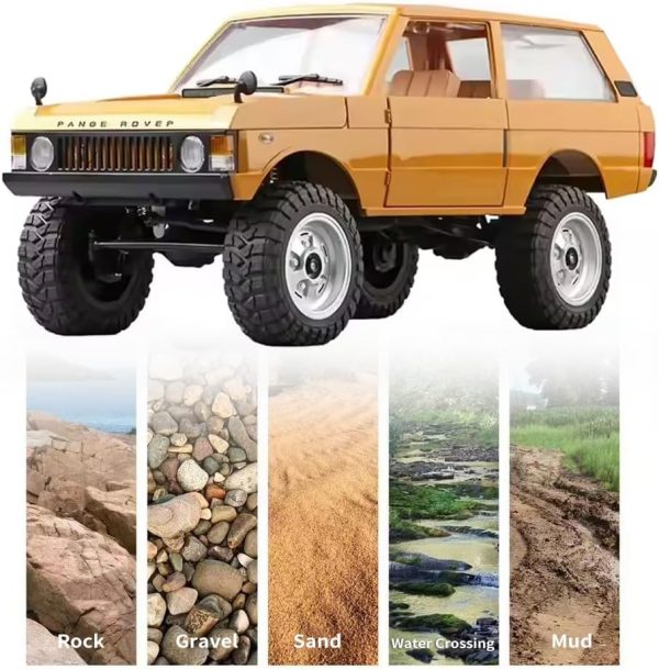 RC Crawler 1:12 Scale RC Rock Crawler, 2.4Ghz 4WD All Terrain RC Car RTR 4x4 Off-Road Remote Control Trucks with Controllable Headlights and Two Batteries for Kids and Adults MN-168 - Image 3