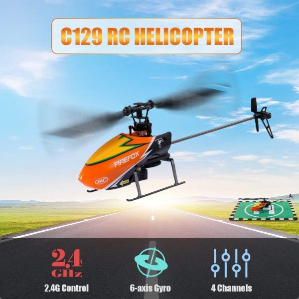 GoolRC C129 RC Helicopter for Adults and Kids, 4 Channel 2.4Ghz Remote Control Helicopter with 6-Axis Gyro, Aileronless RC Aircraft with Altitude Hold, Landing Pad and 2 Batteries (Orange) - Image 3