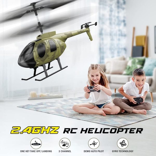 VATOS Remote Control Helicopter for Kids, Camouflage RC Helicopter, 2.4GHz Radio Controlled Helicopter with Gyro 3 Channel Indoor Toy, One-Key Take-Off, Gift for Boys Adults - Image 7