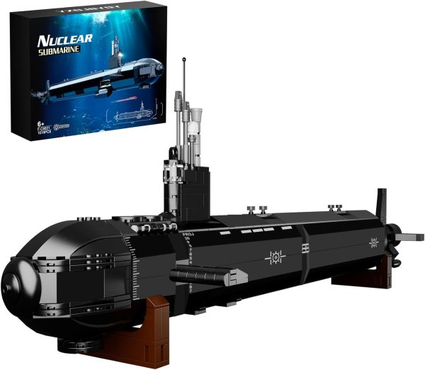 744 Nuclear Submarine Building Sets, Compatible with Lego Military Submarine Toys with Lights, WW2 Historical Collectible Home Room Decor Battleship Block Set, Gifts for Teens Adults (1019Pcs) - Image 2