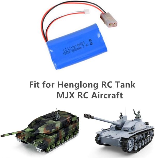 CBB 7.4v 2800mah Li-ion Battery for Heng Long RC Tank MJX RC Aircraft with L6.2-2P Plug 2 Pack and 7.4V Balance Charger - Image 3