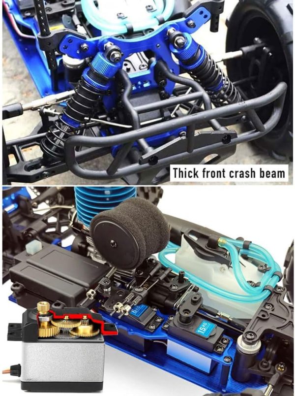 Nitro Powered Car 1/8 RC Truck Hobby Grade Racing Car for Adult 20.5IN 26CXP Nitro Engine RC Rock Crawler Remote Control Buggy Nitrogen Drive 4WD 90KM/H Metal Chassis Gas 125CC - Image 7