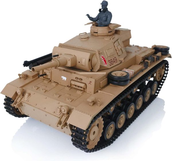 2.4G Heng Long Tank 1/16 7.0 Plastic German Panzer Iii H RTR RC Tank Model 3849 Infrared Combat 340° Rotating Turret BB Shooting Airsoft Tank BB Pellets Idle Smoking Generator Equipped - Image 4