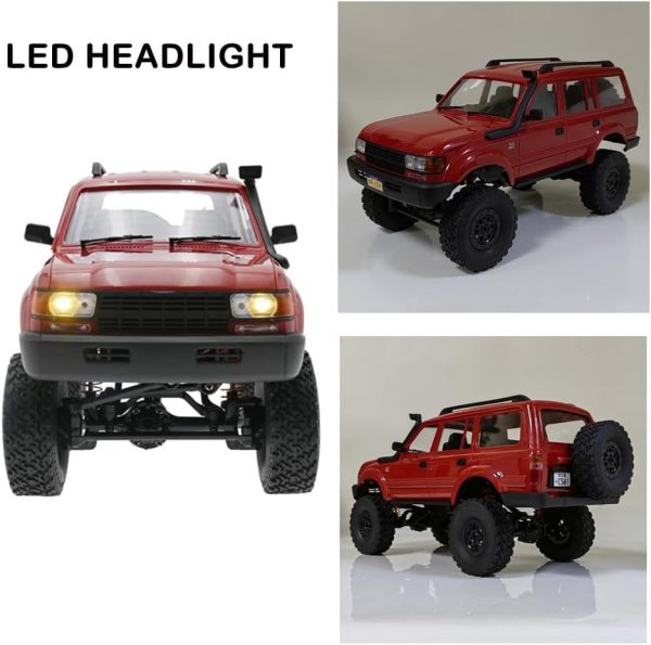 GoolRC RC Truck, WPL C54 RC Crawler 1/16 Scale Remote Control Car, 4WD All Terrain Off Road RC Rock Crawler, 2.4GHz RC Climbing Car with LED Lights and Two Batteries for Kids and Adults (Red) - Image 6