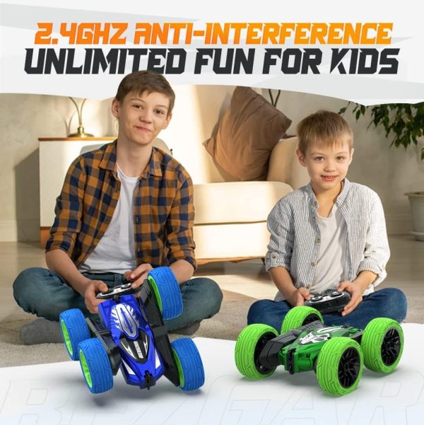 BEZGAR Remote Control Car - Upgraded Dual-Motor RC Cars for Kids with USB Direct Charging Port, 2.4GHz All Terrain Double-Sided Driving 360° Flips Rotating Stunt Car, Boy Toys Christmas Birthday Gifts - Image 6