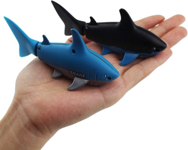 Tipmant Mini RC Fish Electronic Shark Remote Control Boat Ships & Submarine Swim in Water Pool Bathtub Kids Electric Toy (Black & Blue) - Image 5