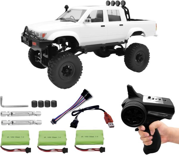 WPL C64-1 RC Car 1:16 Scale RC Crawler RTR RC Rock Truck 4x4 Off-Road Vehicle Mode 260 Motor New Gearbox with 3 Upgraded 1200mah Battery for Adult RC Hobby(White) - Image 2