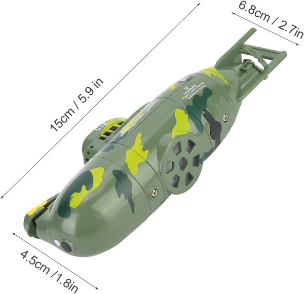 Naroote Mini RC Submarine Toy, Remote Control Submarine, Mini Simulation Military Remote Control 6 Channel Submarine Toy Model (Green) - Image 7