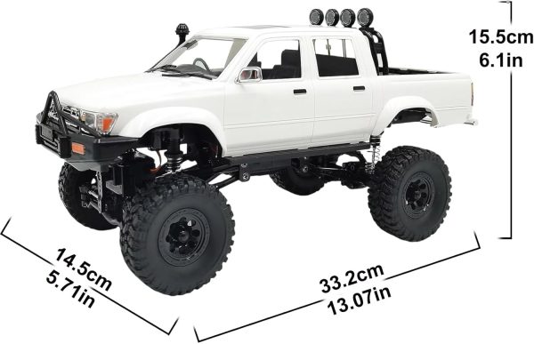 Skymaker WPL C64-1 RC Car 1:16 Hailax 2.4G 4WD Remote Control Pick-up Truck RC Rock Crawler RC Truck 4x4 Off-Road Vehicle Mode 260 Motor New Gearbox Two Batteries for Adult RC Hobby - Image 6